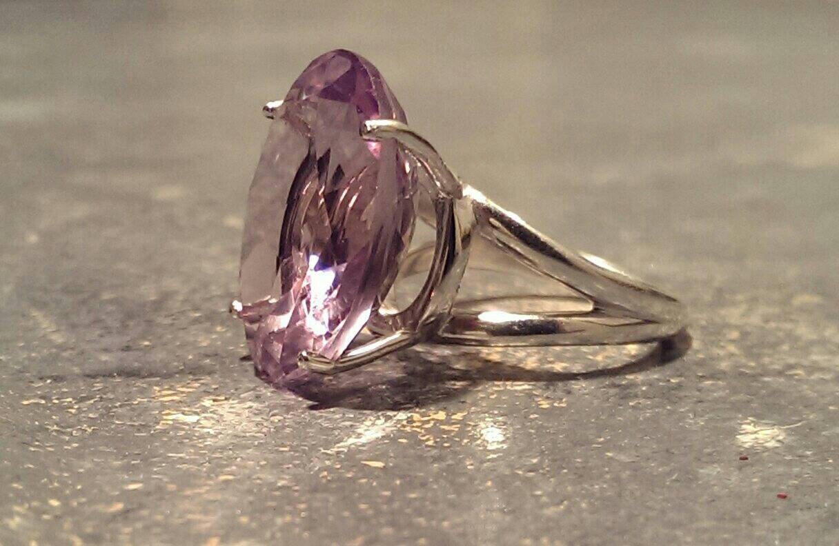 A must have large pink amethyst statement ring. Hand set in