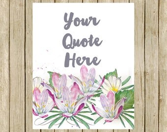 custom quote printable wall art floral lotus personalised words name lyrics watercolor flowers print your own modern room decor lilac