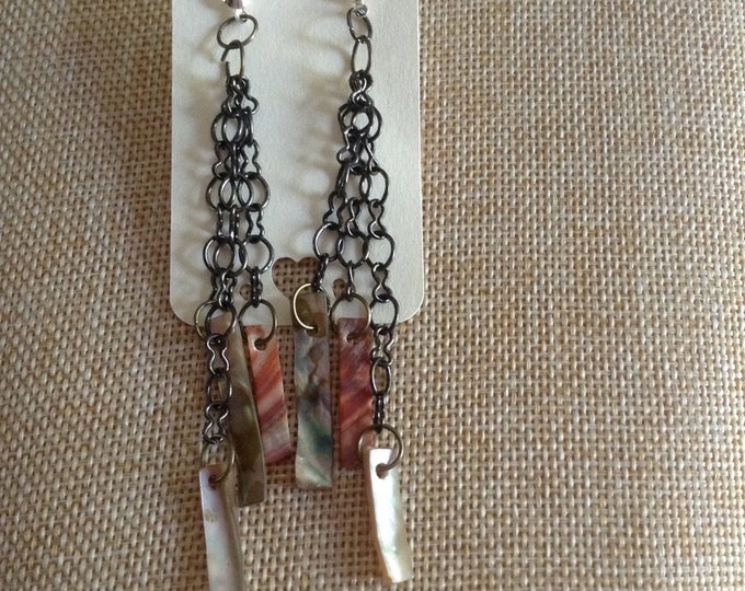 Abalone Chain Earrings / Abalone Shell