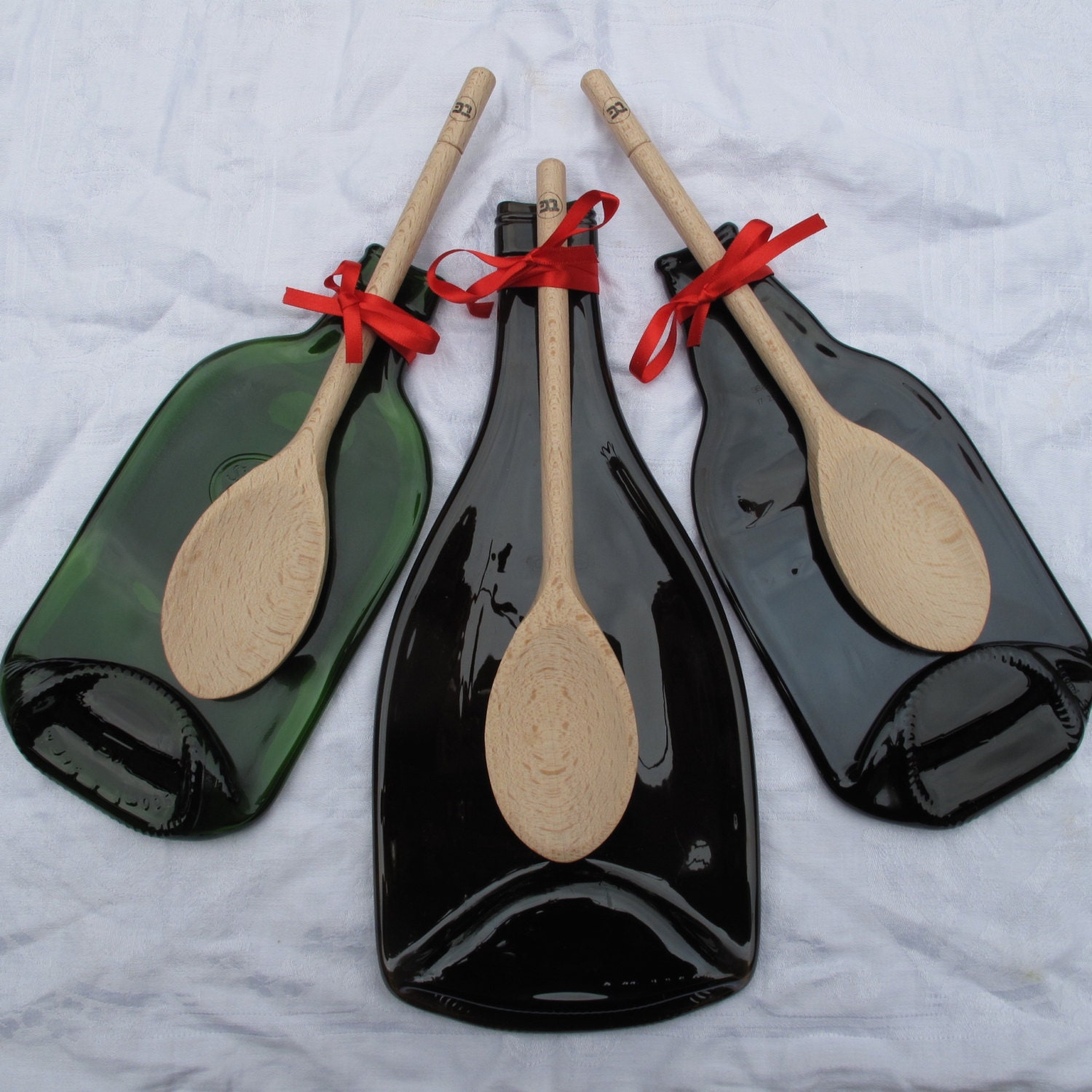 Wine bottle decor spoon rest Flat wine bottle Wine bottle