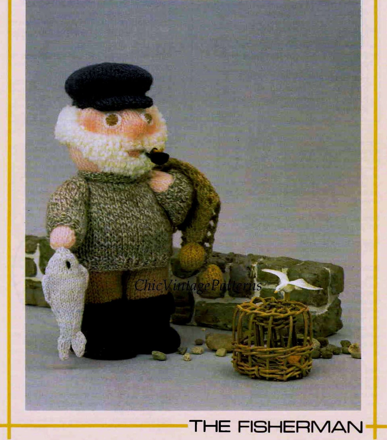 Knitted Soft Toy Pattern Fisherman Doll Instant