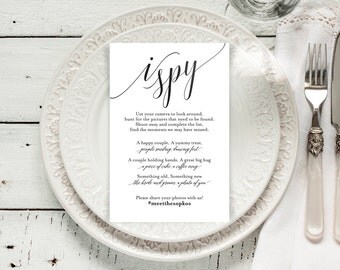 I Spy Wedding Game, Wedding Game, Wedding hashtag, Wedding Printable, Wedding Card, Wedding Ideas, DIY, PDF Instant Download #BPB310_77