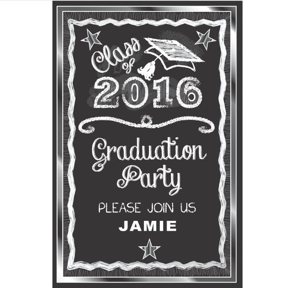 Chalkboard Graduation Door Sign with Silver Trim. Chalkboard.
