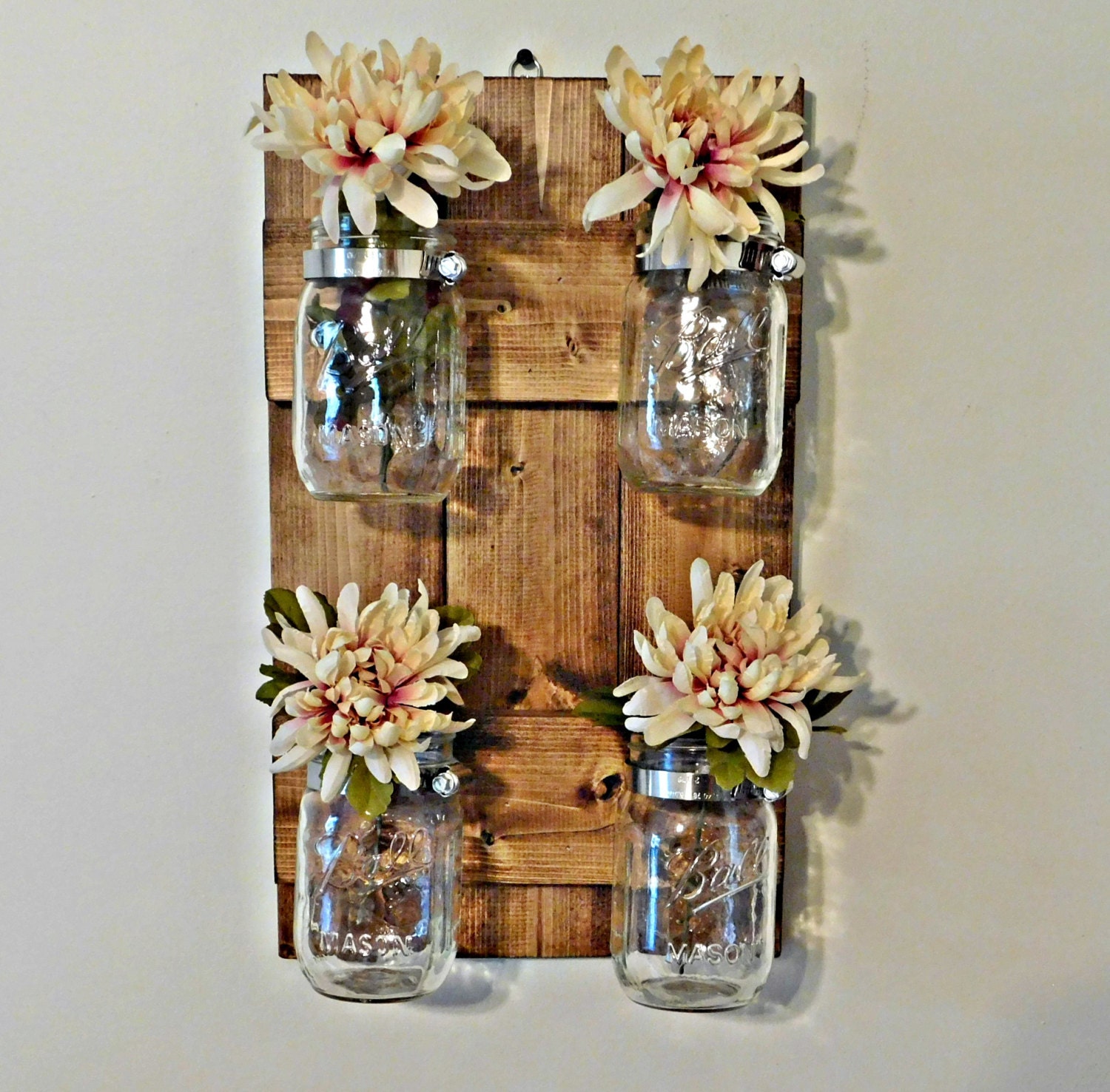 Rustic Mason Jar Wall Mounted Organizer Bathroom by TwinOakRustics