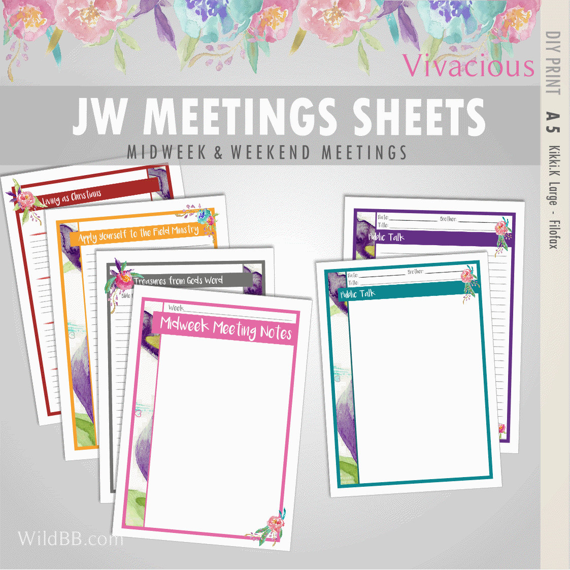 JW A5 Meeting Notes Midweek & Talk sheets jw