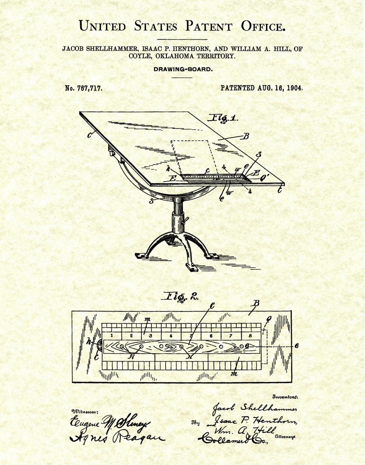 Patent 1904 Drawing Board Drafting Board Art Print Poster