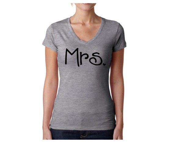 Mrs Tshirt // Womens tshirt V-neck tee Junior by SkeleteePrinting