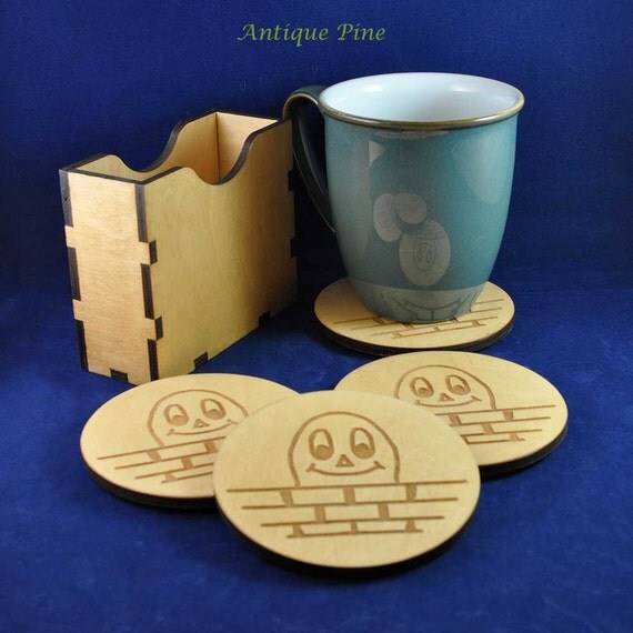 Face Coaster set of 4 with or without Holder Fun Coasters