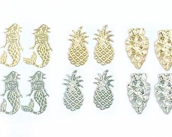 Pineapple Charm bead | Gold Pineapple Bead | 2 hole Pineapple Bead| Pineapple Connector Bead for making handmade wire wrapped bangle