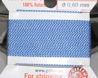 Griffin Light Blue Silk Bead Thread with Needle