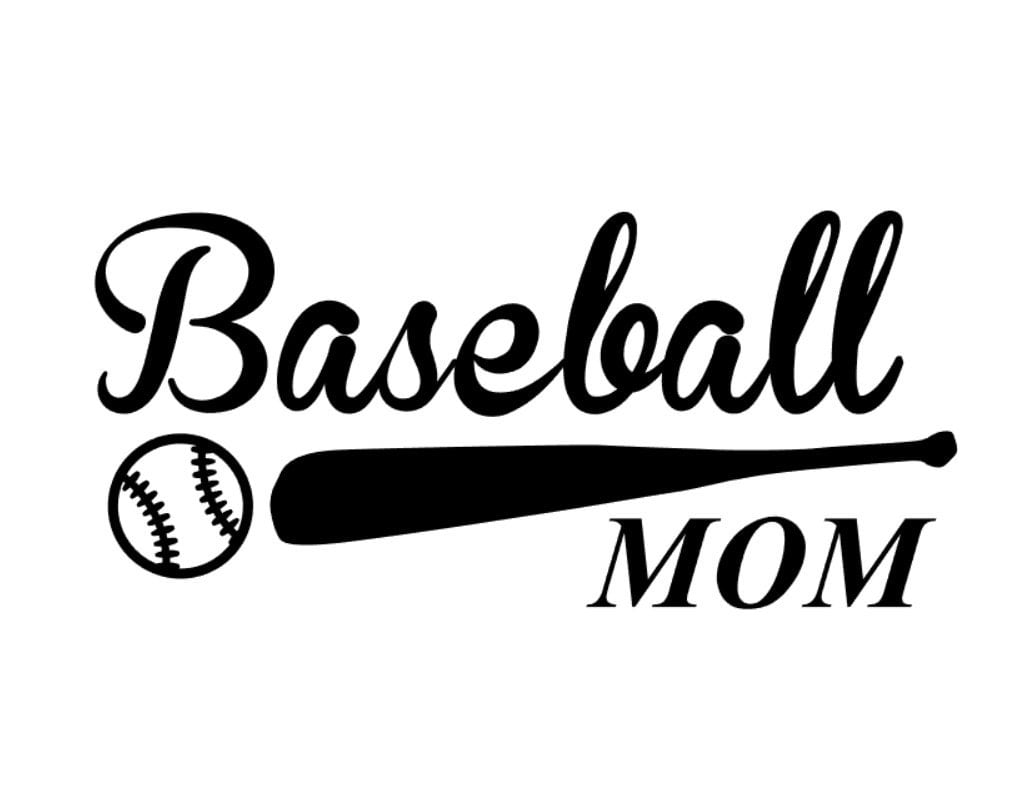 Custom Baseball Mom vinyl decal with bat and ball detail