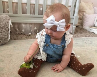 White sailor bow, white handtied hair bow, hair bows for girls, baby bows, everyday wear, baby headbands