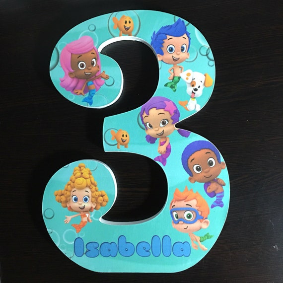 Custom wooden letters or numbers hanging Bubble Guppies wood