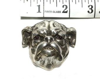 Vintage Intricately detailed Sterling Silver Bulldog Face Brooch