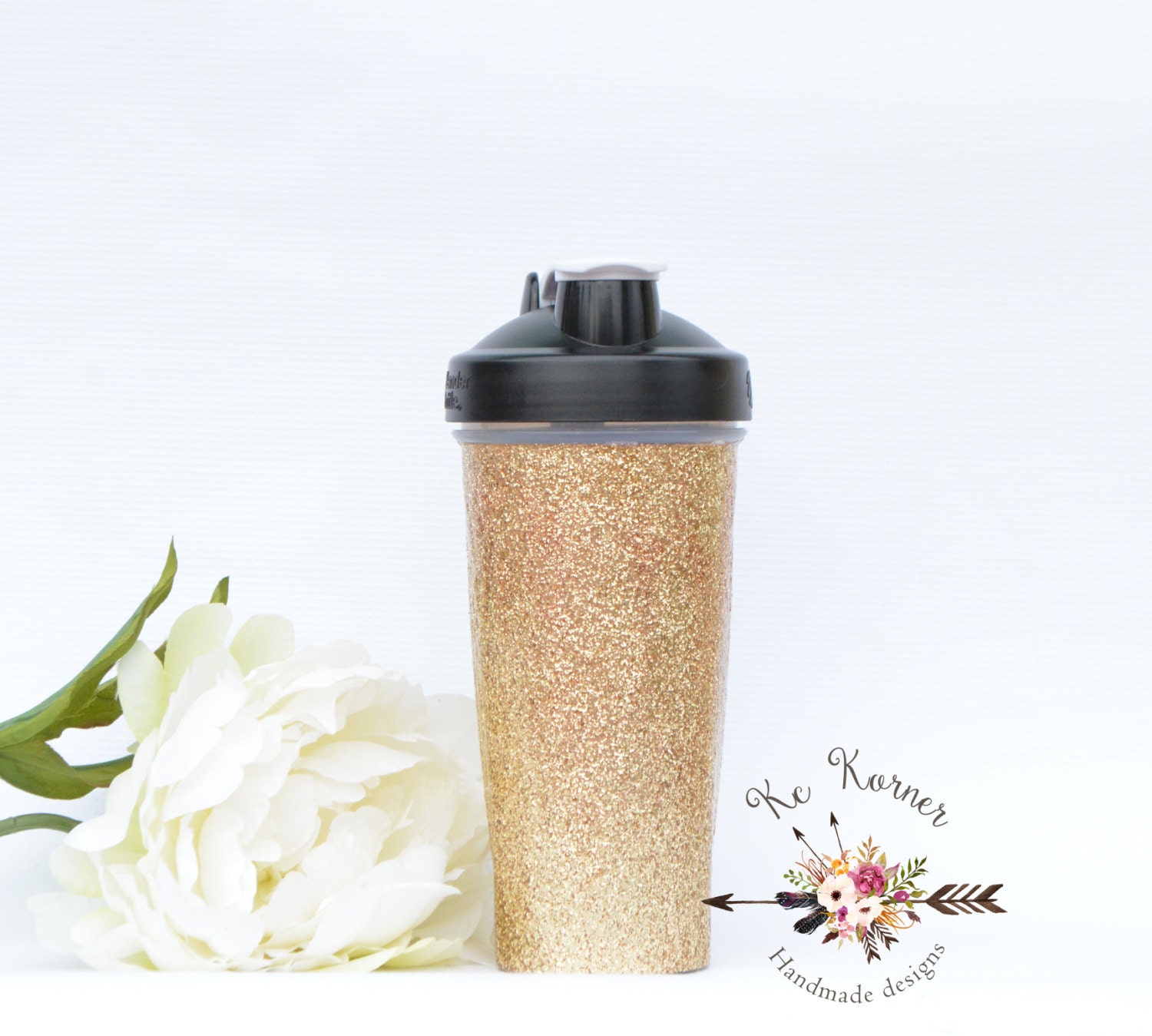 Gold glitter 28 oz Blender bottle Custom by BlossomNGraceDesigns