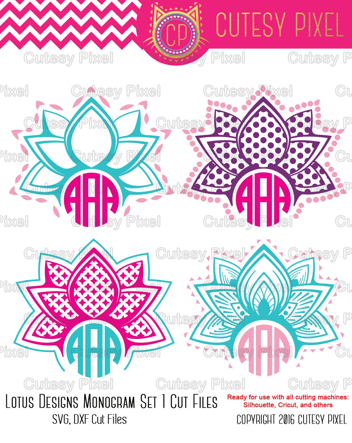 Download Lotus Monogram Frames Svg cutting file Lotus Designs SVG