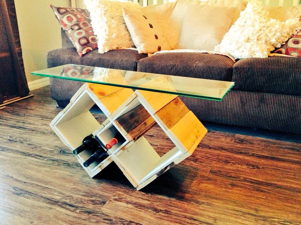 Repurposed wine rack coffee/end table free shipping to Tampa