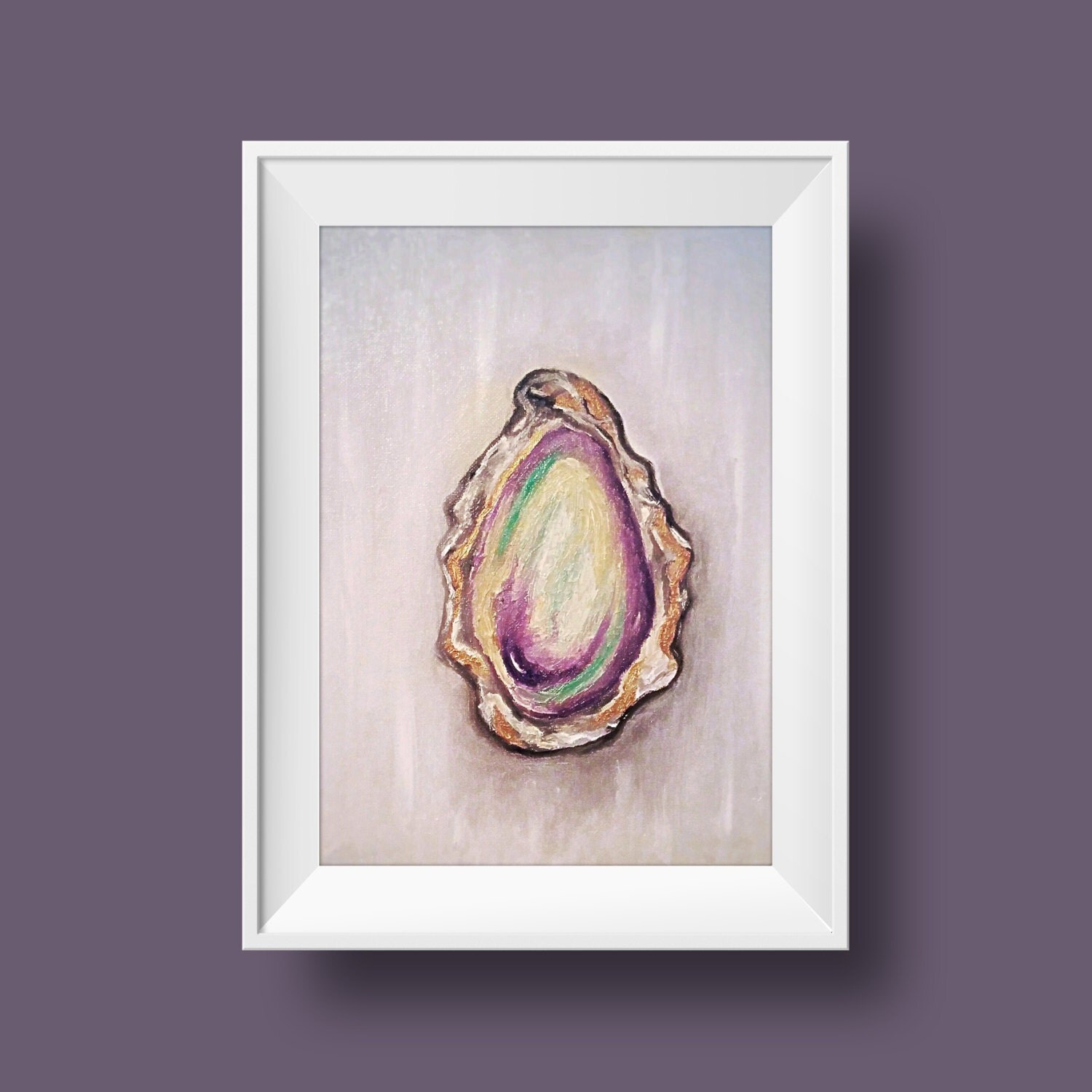 Mardi Gras Oyster painting purple green and gold by OneofaKindNola