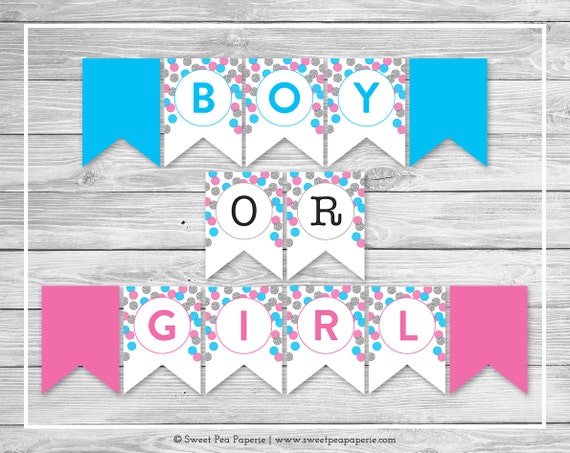 Pink And Blue Gender Reveal Banner Printable Gender Reveal