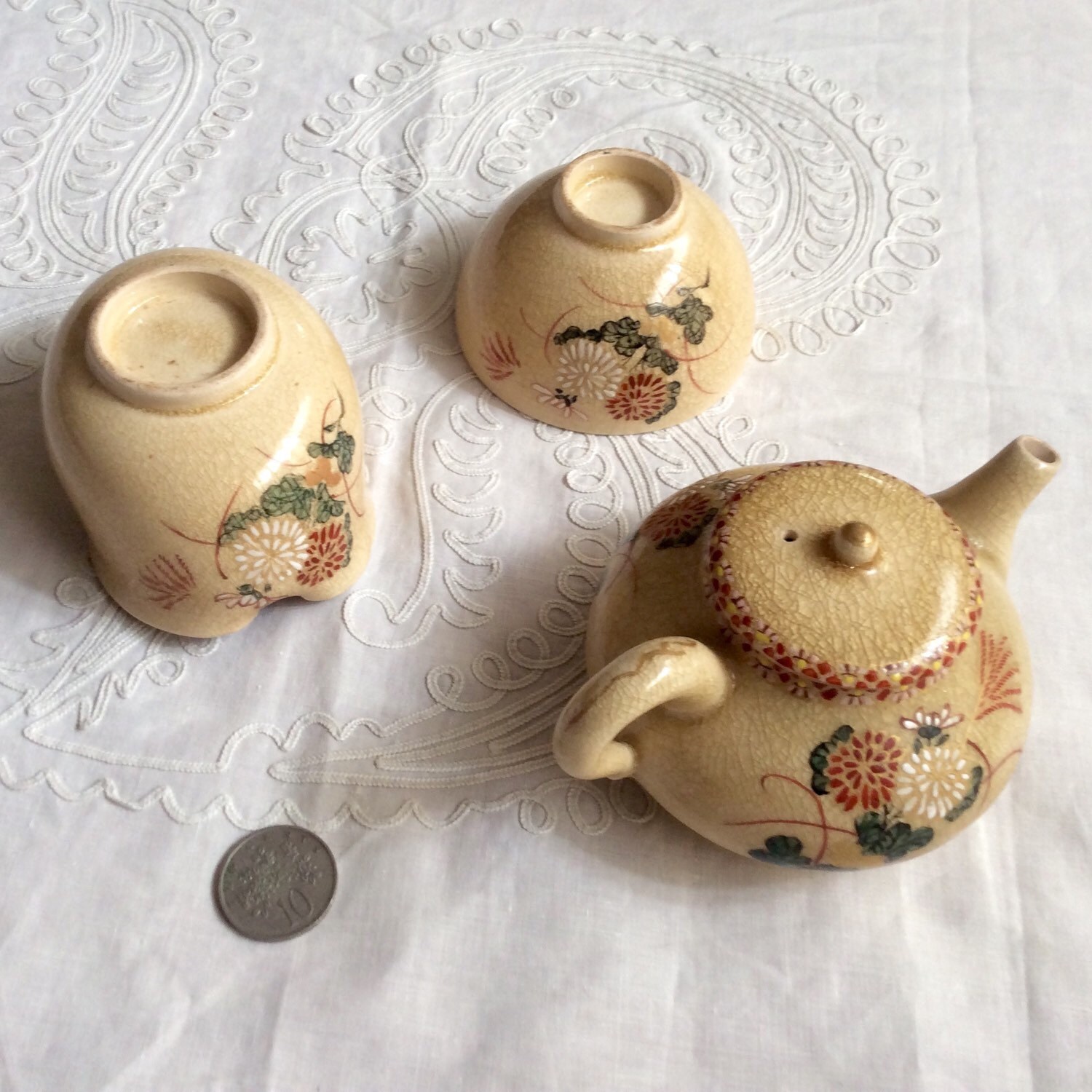 Chrysanthemum Miniature Japanese Tea Set by BonfyreVintage on Etsy
