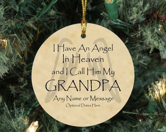 Christmas Memorial Ornament In Loving Memory of Grandpa, Loss of Grandfather, Heaven Ornament, Angel In Heaven, Personalized Christmas Gift