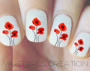 Poppy Flower Nail Decal