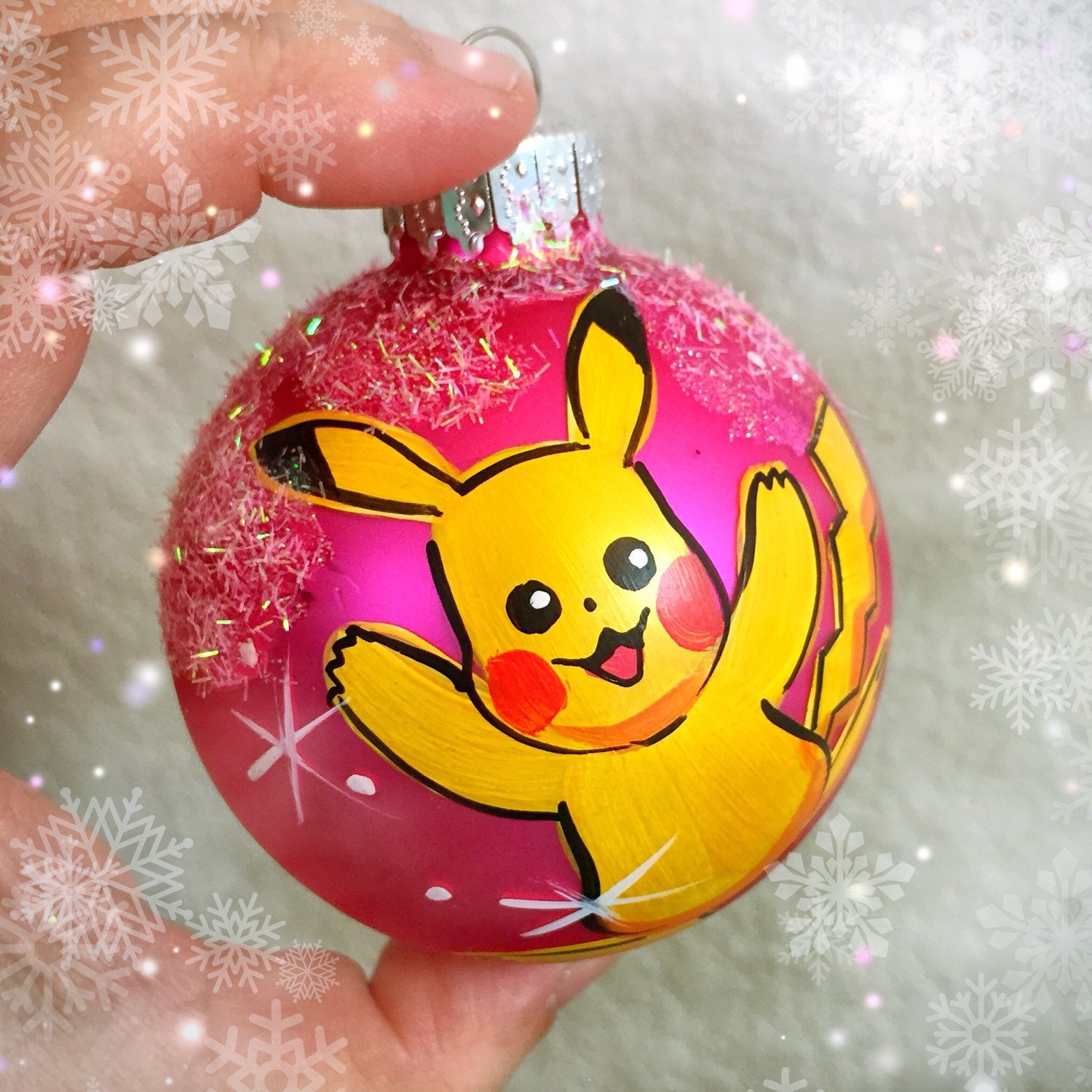 Pikachu Ornament Pokemon Christmas Ornament Video Game Hand