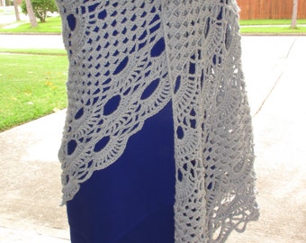 Crochet Shawl: Chippzan's Shawl in Gray