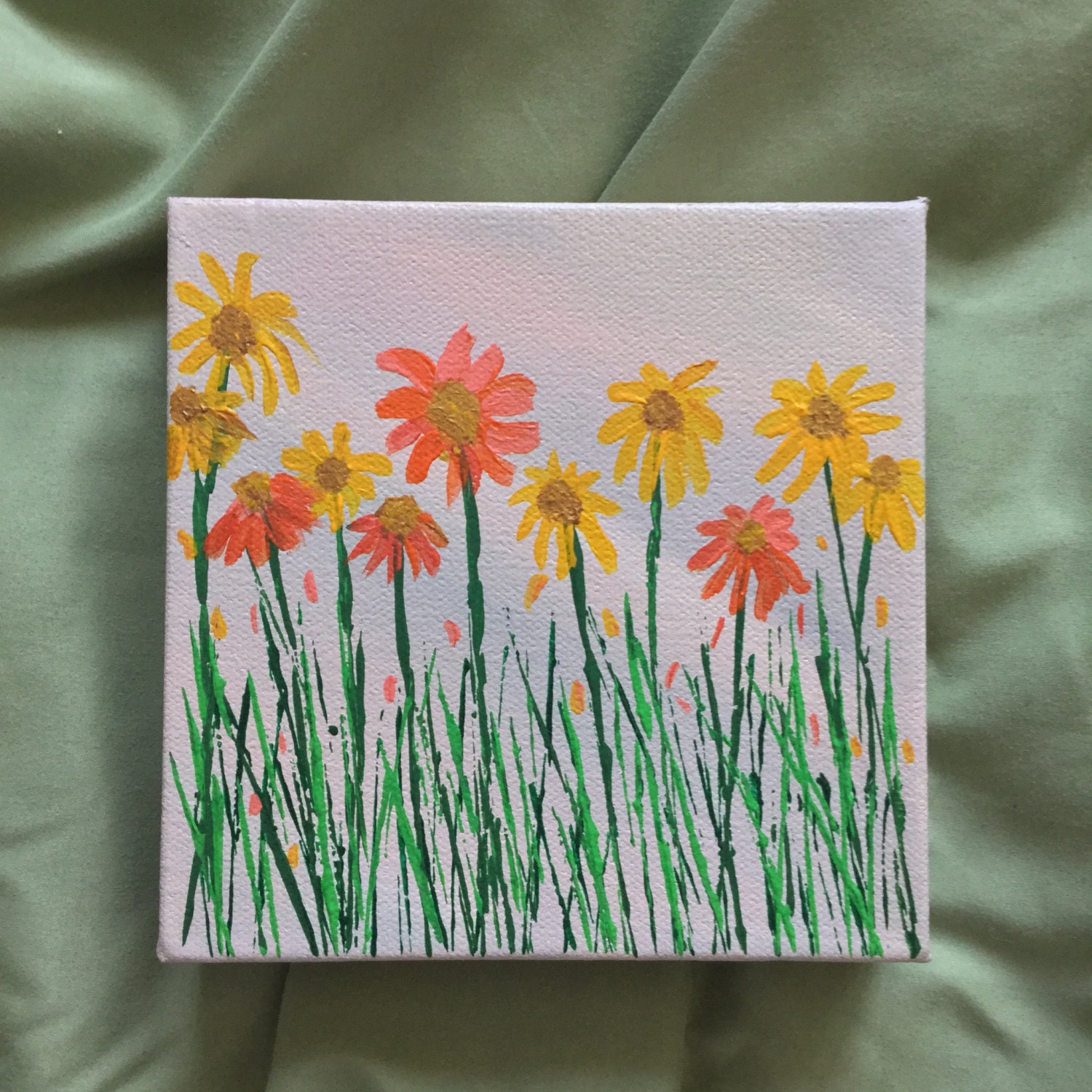 Daisy Painting Daisies Acrylic Painting 6 X 6 By Upanddownart