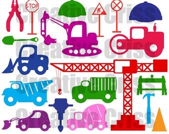 SVG, DXF, Eps Cutting Files Construction set (02) Cutting Files Digital Clipart Files Instant Download iron on heat transfer digital decal
