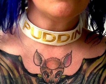 Harley Quinn inspired Puddin ribbon tie choker necklace Ready to Ship