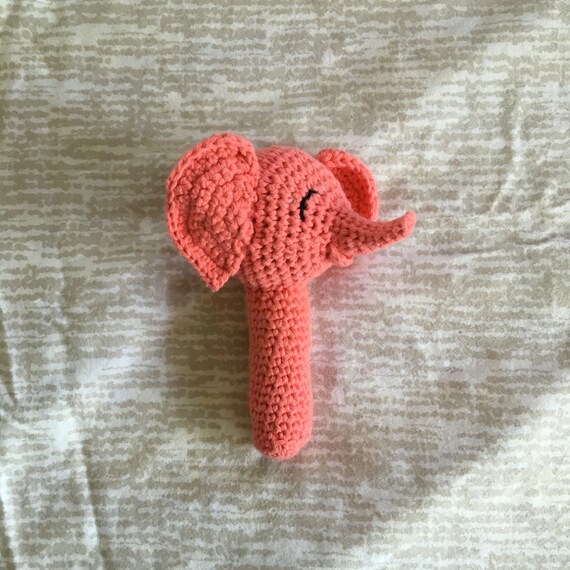Baby Elephant Rattle Pink by LittleMynahBird on Etsy