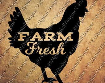 Farm Fresh Chicken SVG png, dxf, eps, fcm ai Cut file for Silhouette and Cricut svg Fresh Eggs Svg, chicken Svg