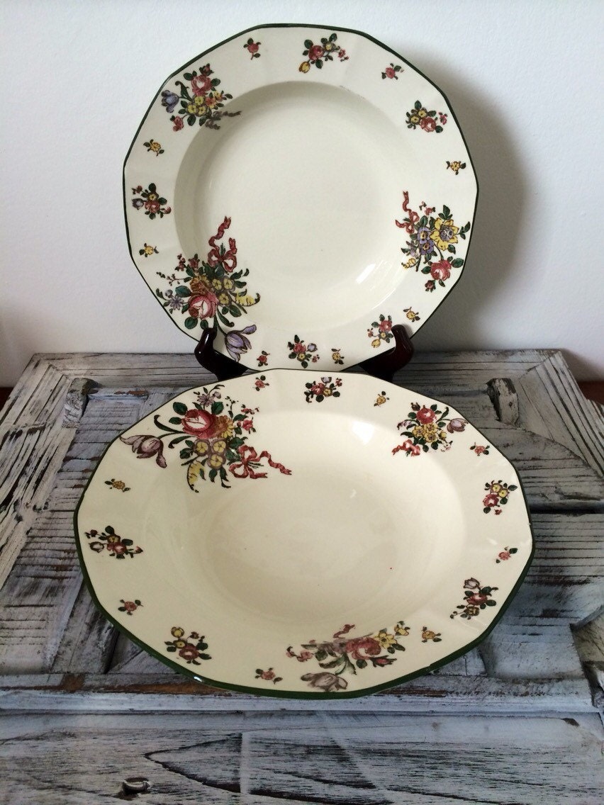Royal Doulton Old Leeds Spray D3548 Salad Serving Bowl Set of 2 Haute