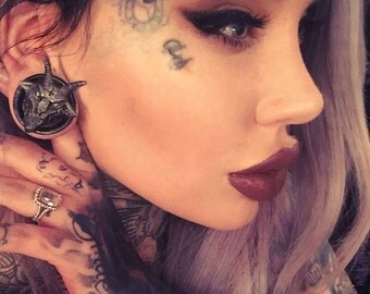 Plugs Baphomet - Ear plugs - Plugs 50 mm - Ear tunnels - Plugs pentagram - Satan - Pentacle - Lucifer - Big tunnels - Big plugs - Ear plug