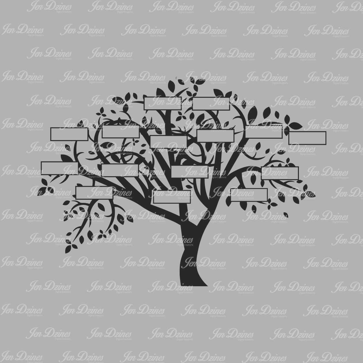 Download Family Tree 15 Names SVG DXF EPS family tree files family