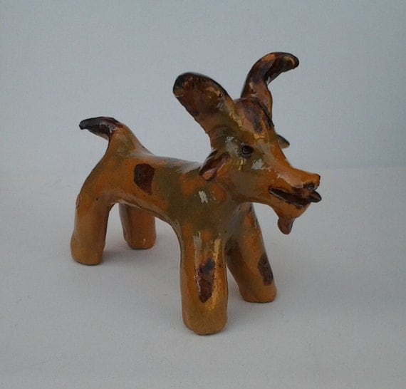 Vintage Goat Figurine / Large Ceramic Goat by OutrageousBobsStuff