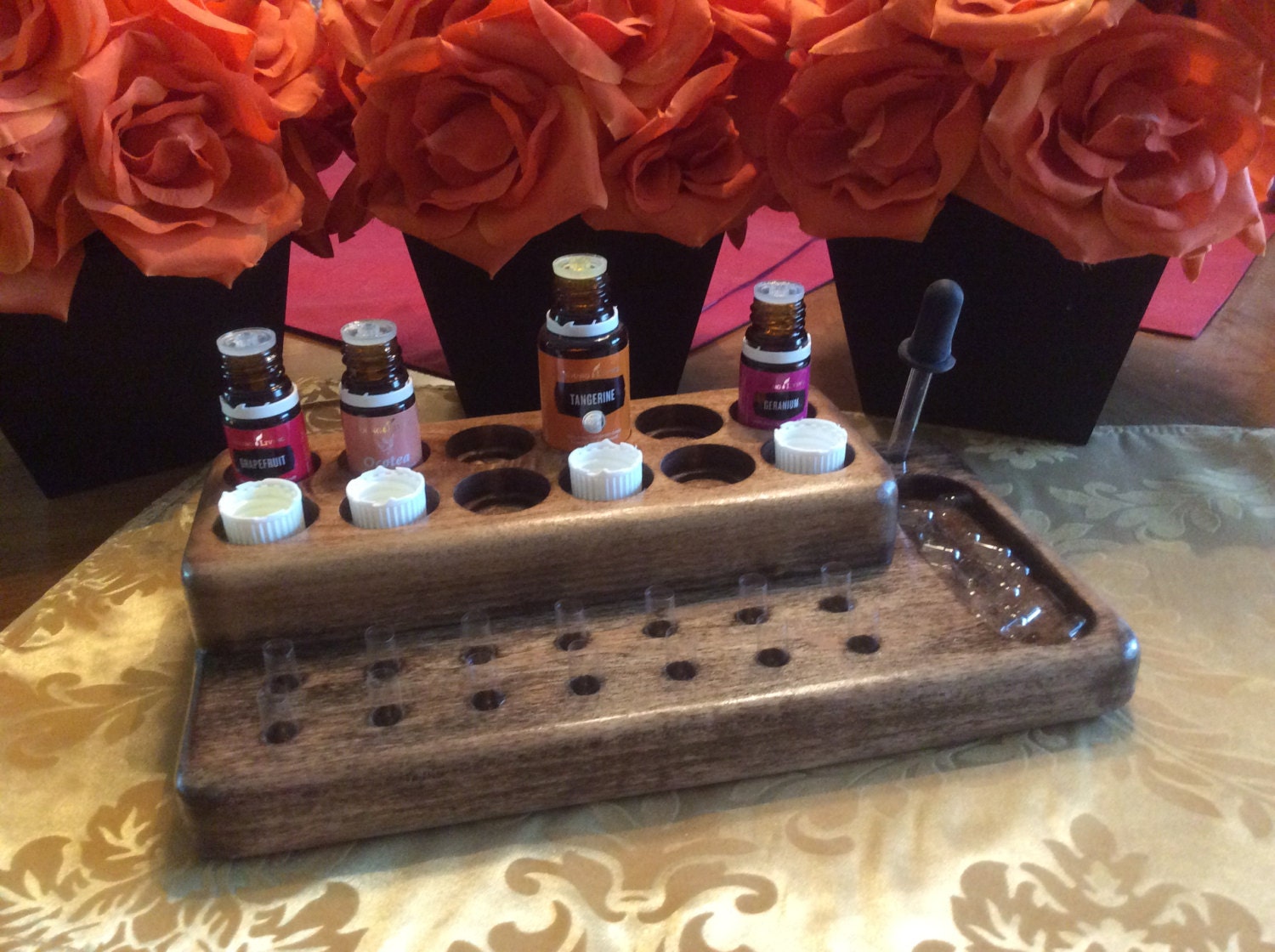 essential oil capsule filling station / capsule holder wood