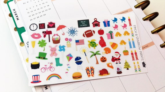 assorted holiday calendar icon stickers