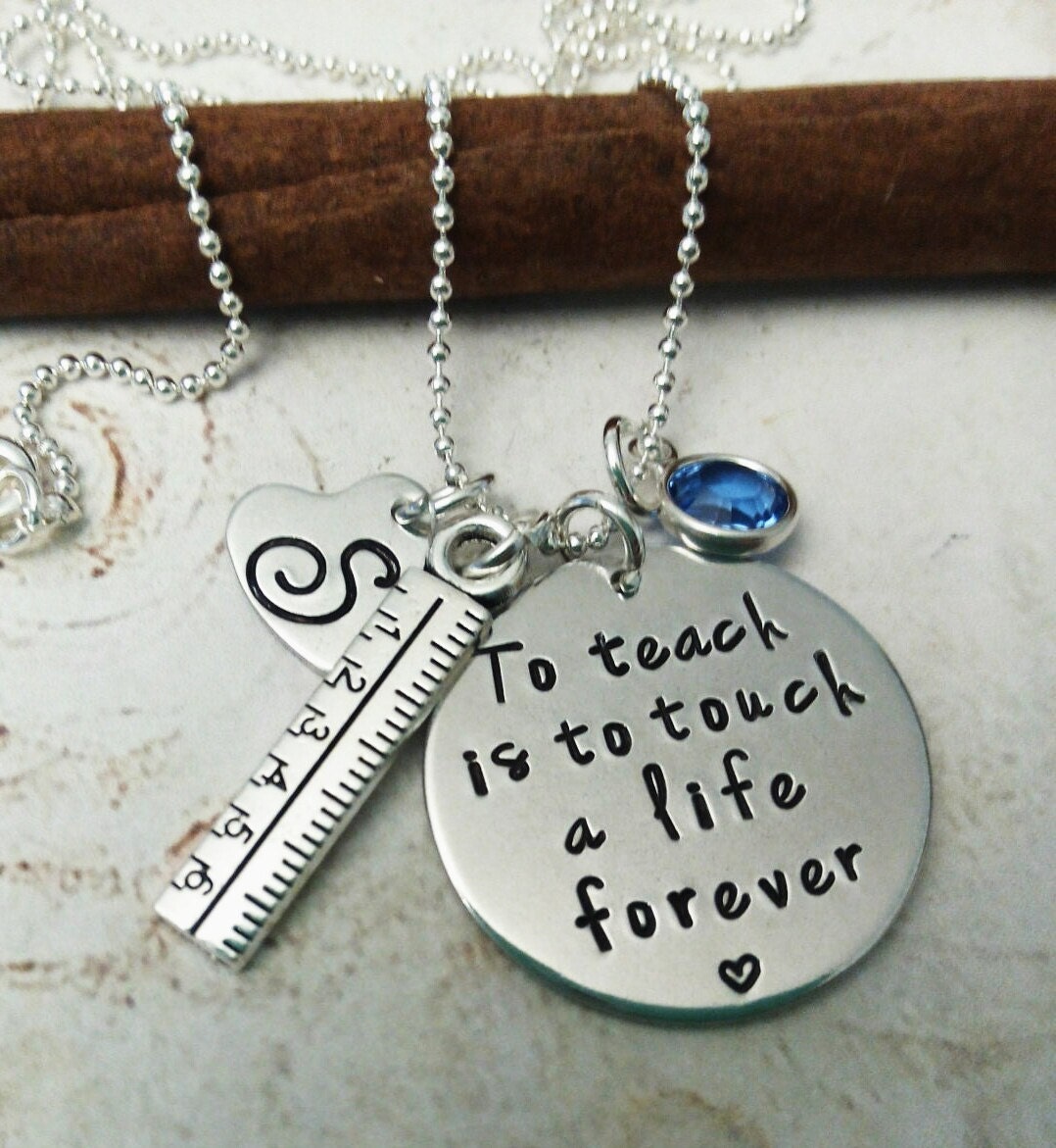 Personalized Teacher Necklace Hand Stamped Teacher Jewelry