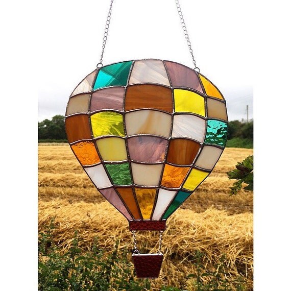 Handmade Stained Glass Hot Air Balloon by MadeByAliceGlass on Etsy
