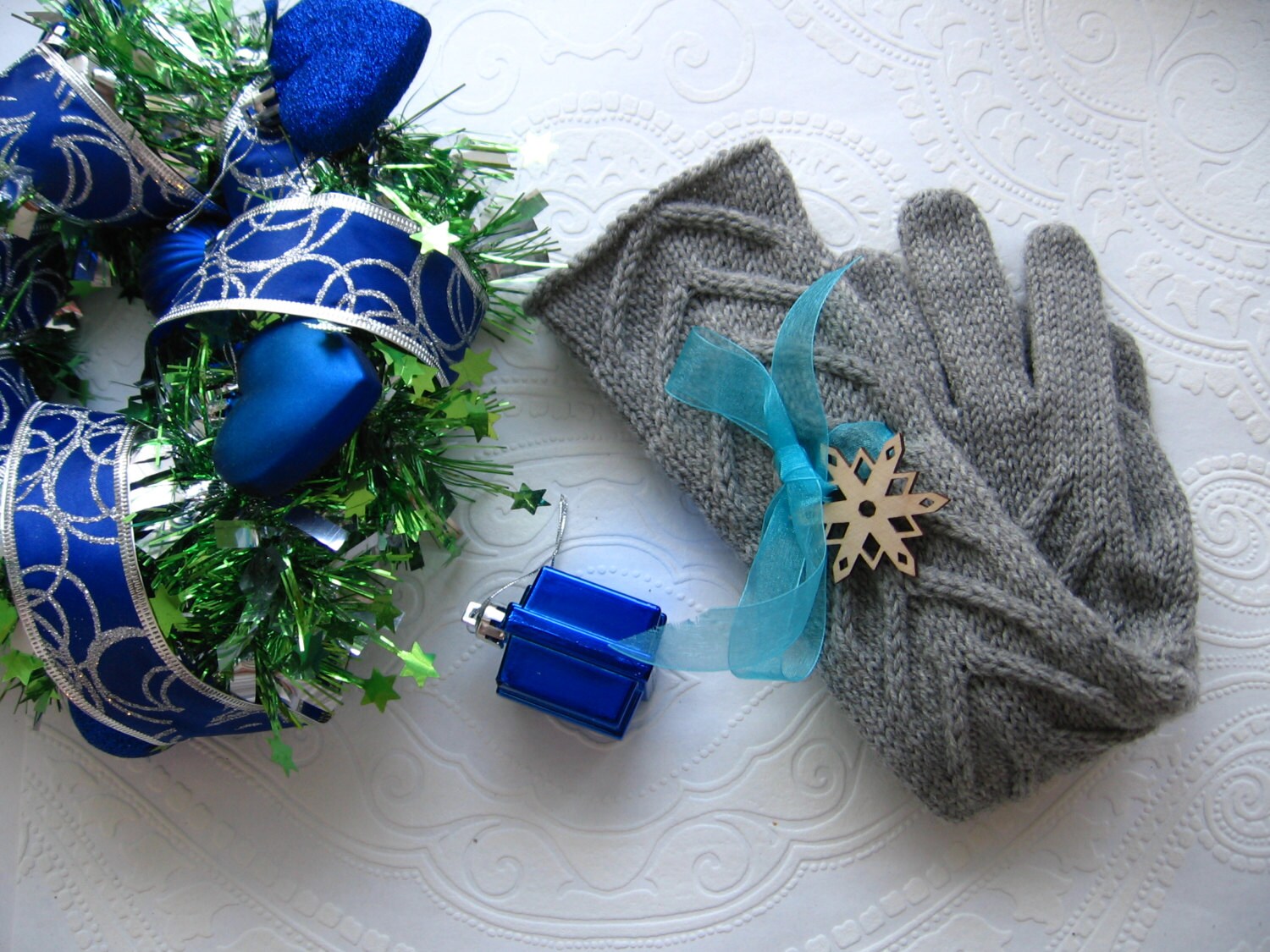 Knit women's long gloves 100 pure wool Hand knitted warm