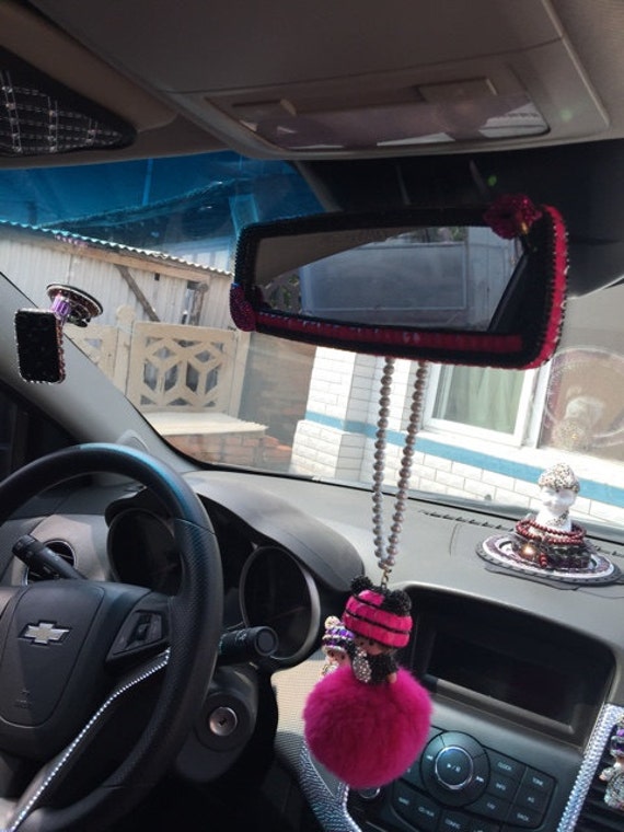 unique women/girls Car Accessories Car rear view mirror Black