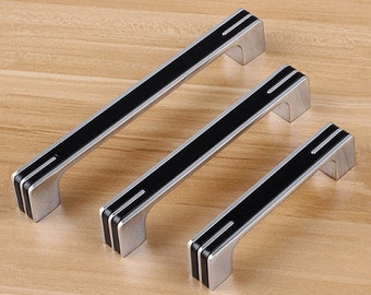 3.75" 5" 6.3" Black Silver Dresser Pulls Drawer Pull Handles / Kitchen Cabinet Door Handle Modern Cupboard Handles Hardware Solid 96 128 160