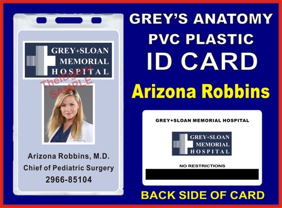 Grey's Anatomy Arizona Robbins ID Badge / Card Prop