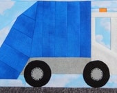 foundation paper pieced garbage truck or trash truck or dustbin lorry vehicle PDF quilt block pattern; baby boy or kid's quilt block pattern