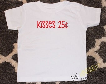 Girls Valentines Day Outfit, Sweet Valentines Day Shirt, Kisses 25 cents, Valentine's Day Onesie, Girl Shirts