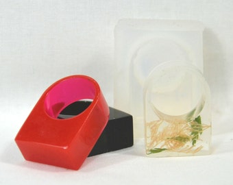 Clear Silicone MOLD: modern squared ring -- US Sizes 6.5, 7.5, 9 #RM001