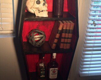 New Two-Tone Vampire Red Coffin Bookcase