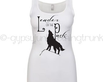 Wolf Tank Top -Leader of the Pack Shirt - Boho Shirt - Gypsy Tank Top - Gypsy Apparel - Wolf Print - White Tank Top - Wolf Apparel - Boho